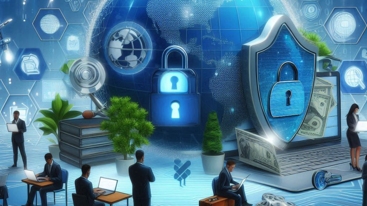 AI generated photo of a fictional cybersecurity workplace.