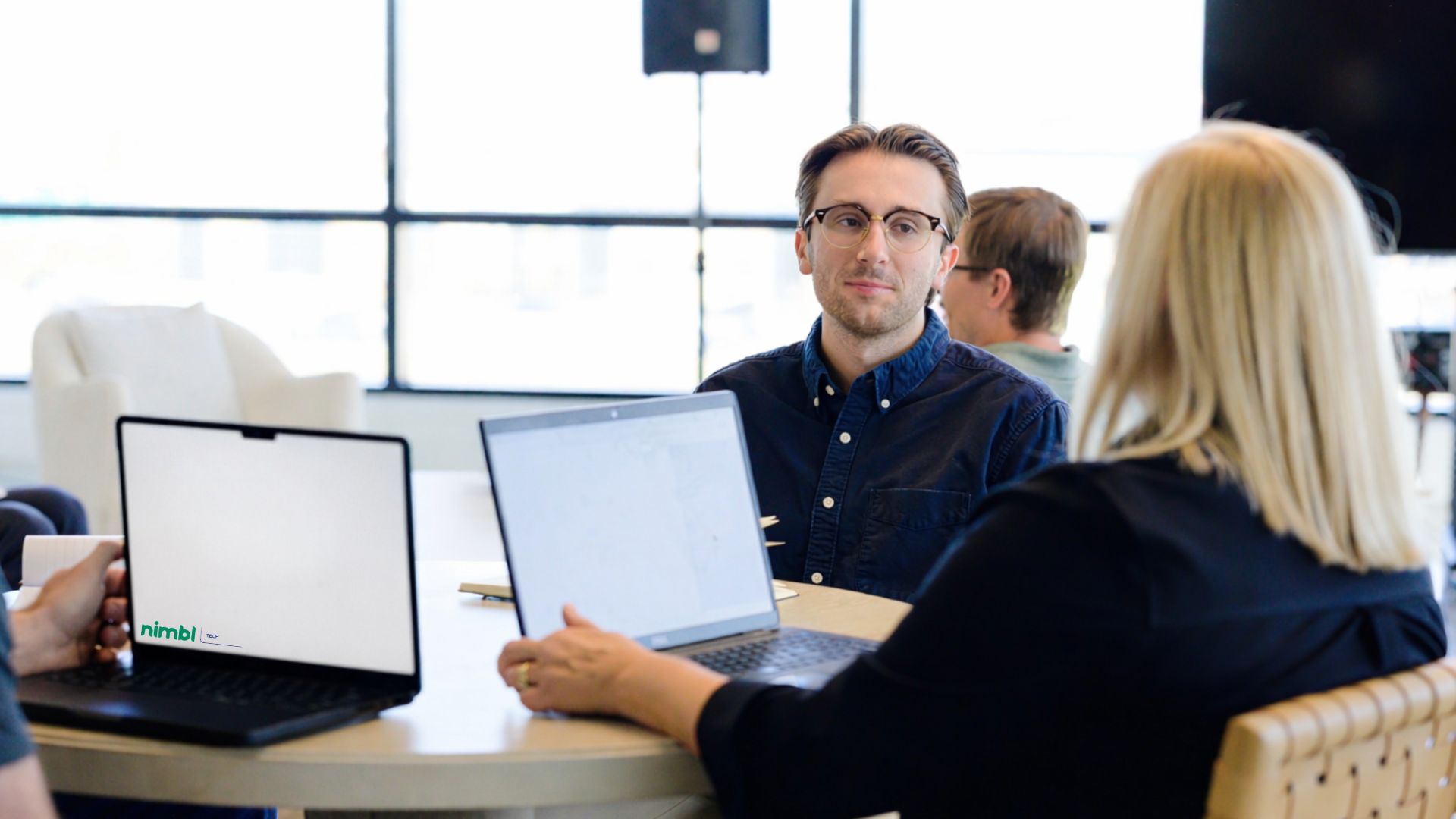 Team on an office talking about cybersecurity