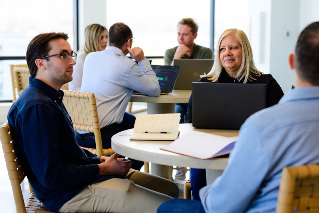 Team working on an office